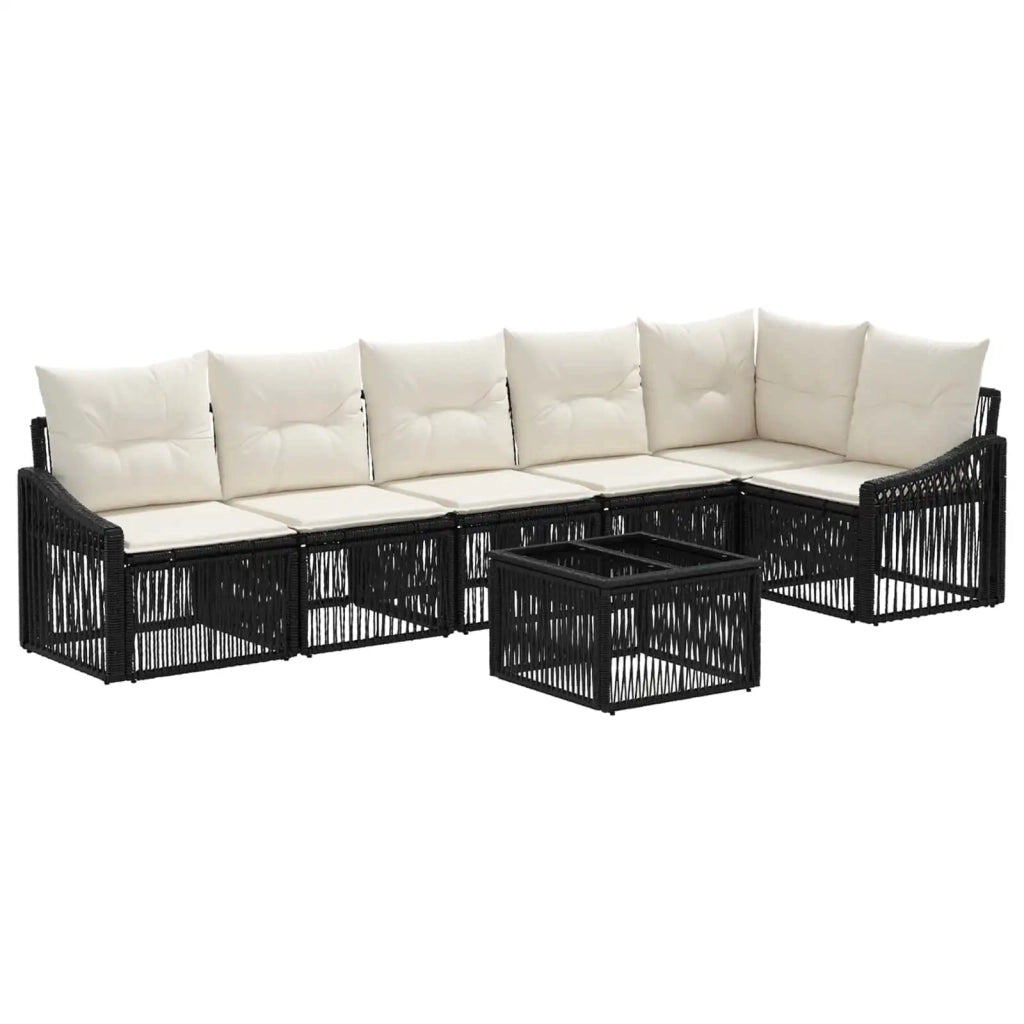 Set Divano da Giardino 7 pz Nero polyrattan 3436012