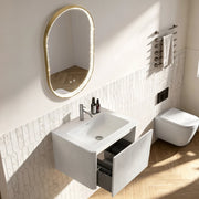 Set mobile bagno sospeso con lavabo, colonna laterale e specchio LED