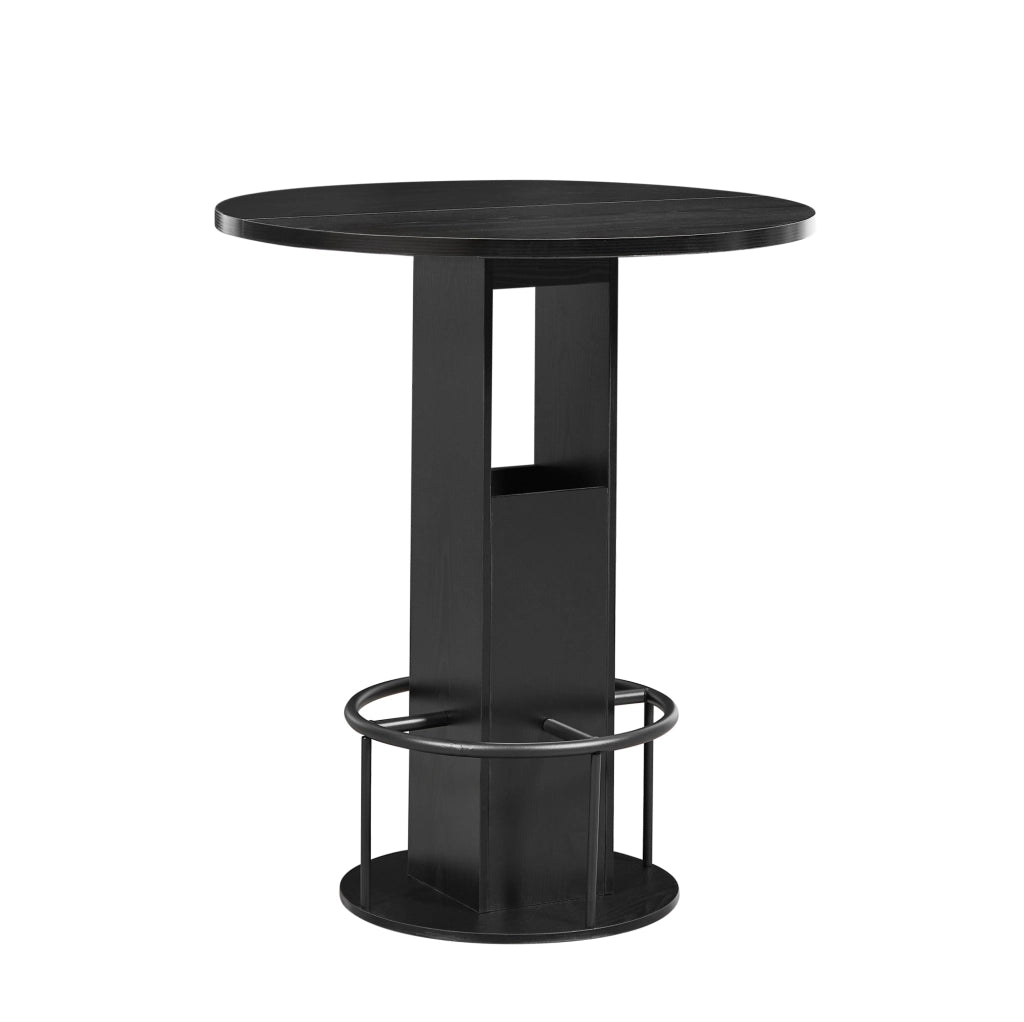 Set tavolo bar rotondo con 2 sgabelli, 80 cm, nero, con vani contenitore
