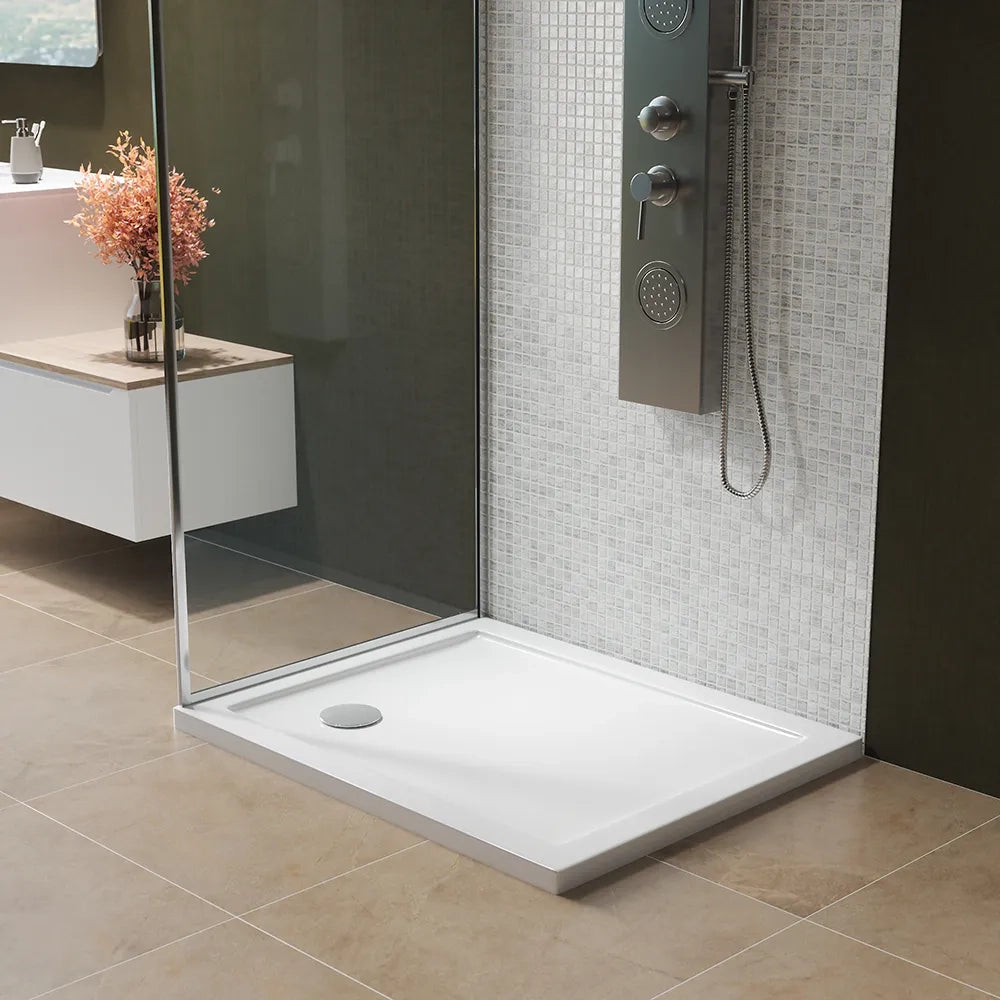 Piatto doccia 70x90 cm bianco lucido bordato in acrilico rinforzato | Asteios