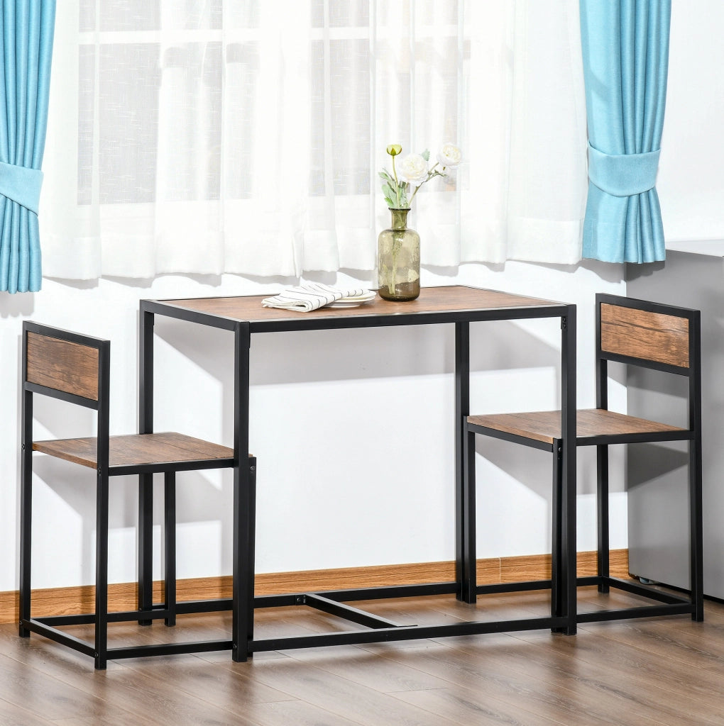 Set tavolo da pranzo con 2 sedie in MDF e acciaio