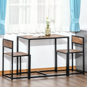 Set tavolo da pranzo con 2 sedie in MDF e acciaio