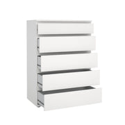 Cassettiera in Kit Bianca 77 x 40 x h 107 cm a 5 Cassetti con Guide in Acciaio Nova