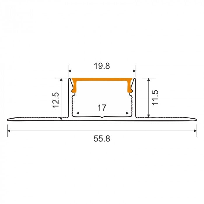 Profilo LED GNS01 superficie anodizzato diffusore 2m Ecolight