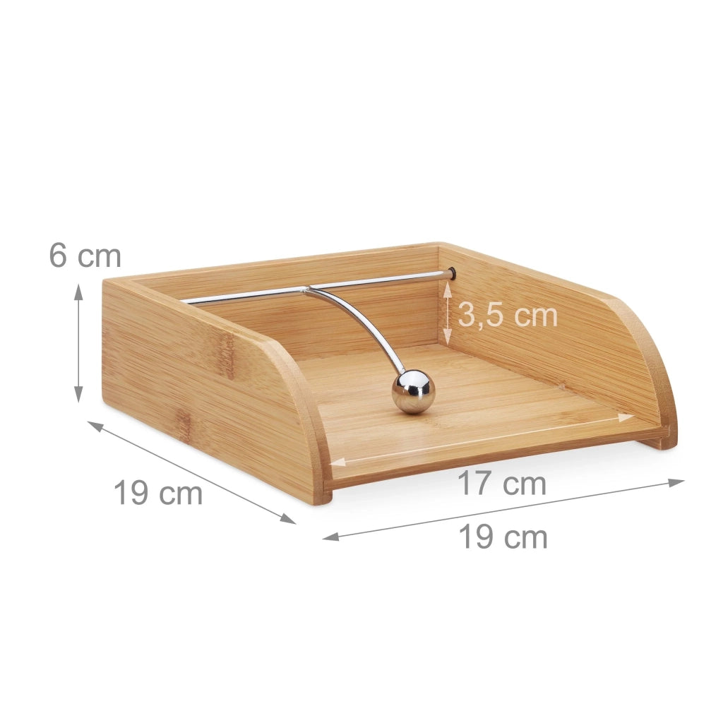 Portatovaglioli da tavola moderno design arrotondato 33 x 33 cm in bambù naturale 13_0004111