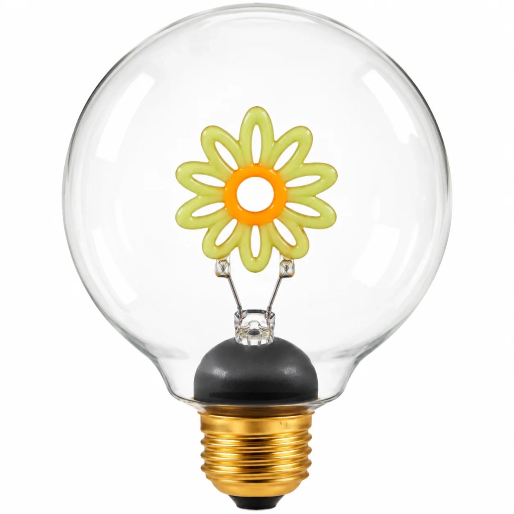 Lampadina in vetro con fiore verde