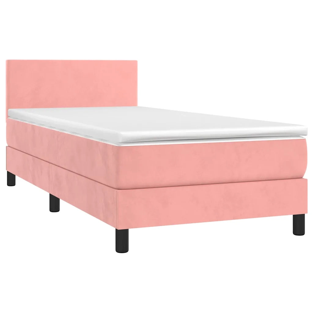 Letto a Molle con Materasso e LED Rosa 100x200 cm in Velluto 3134272