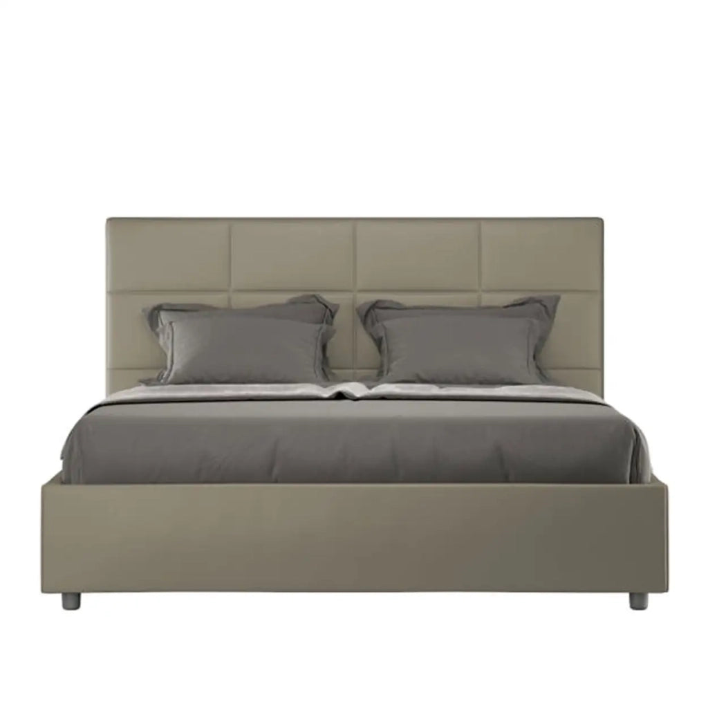 Letto matrimoniale contenitore imbottito 160x210 similpelle cappuccino Mika