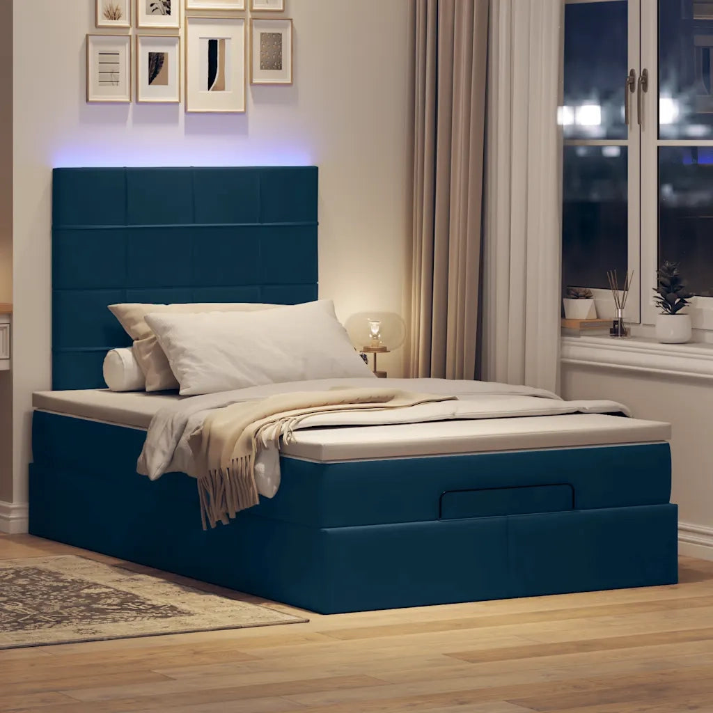 Struttura Letto Pouf con Materassi Blu Scuro 120x200 cm Velluto 3314316