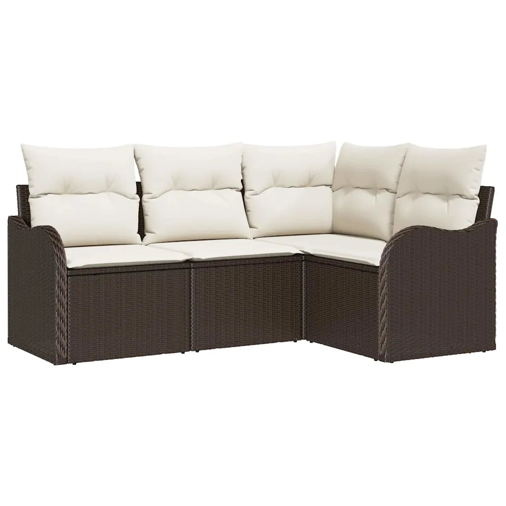Set Divano da Giardino 4 pcs Marrone polyrattan