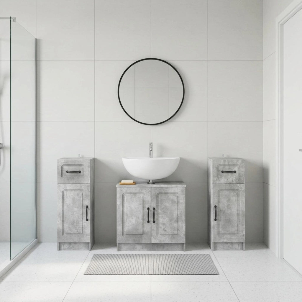 Set di armadietti da bagno in 3 pezzi UTRECHT Grigio Cemento 3418056