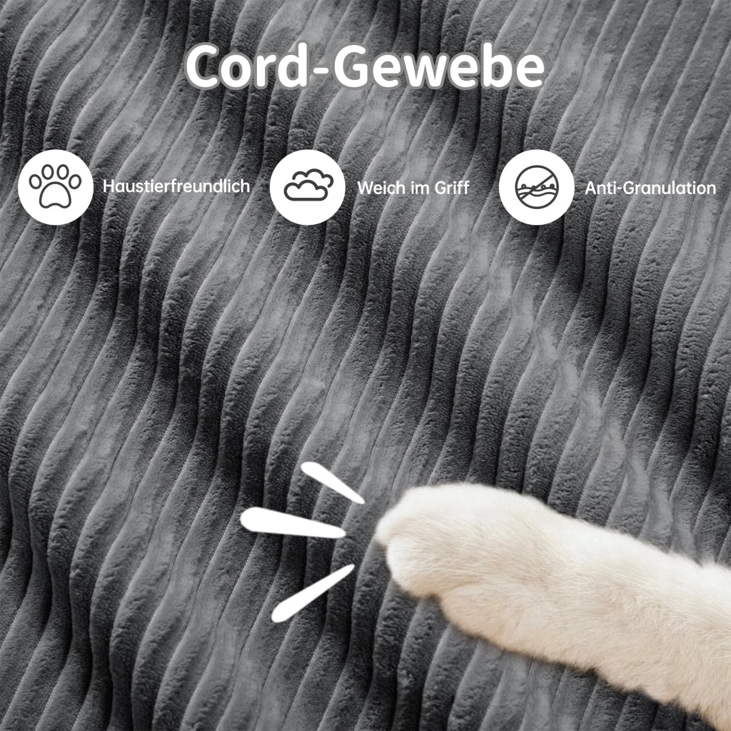 Divano 2 Posti in Tessuto a Coste Modulare con Braccioli ¨C MINIMAL ¨C Grigio