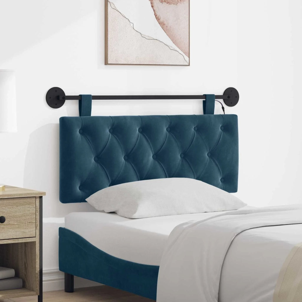 Testiera | Testata sospesa Con luce LED Blu Velluto