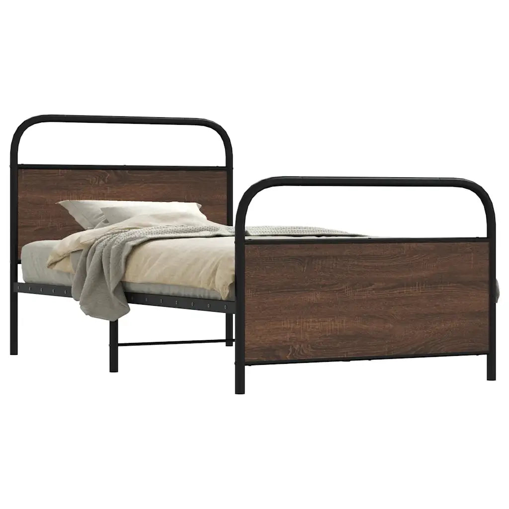Letto singolo | Letto per adulti | Giroletto senza Materasso Rovere Marrone 100x200 cm Truciolato