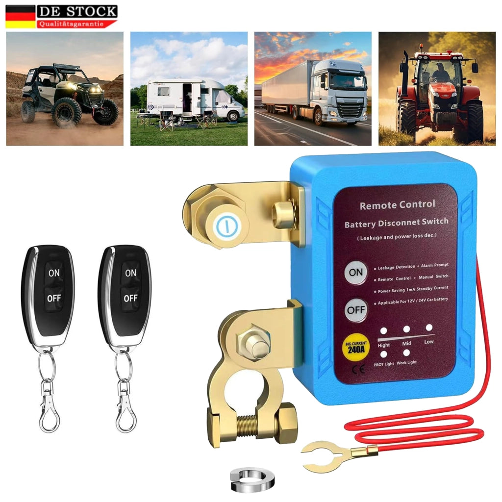 Interruttore stacca batteria auto 6-30 V con 2 telecomandi