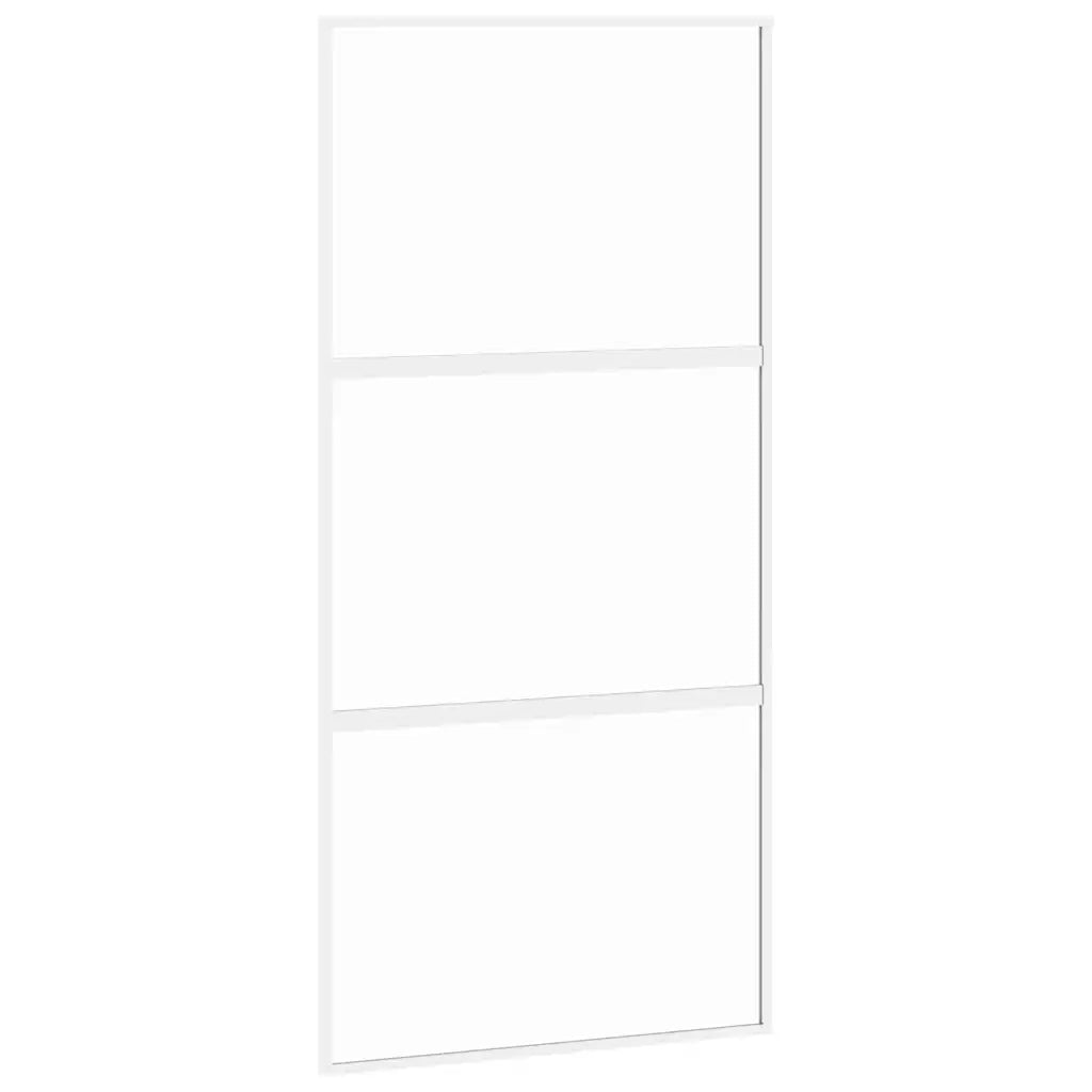 Porta Scorrevole Bianca 102,5x205cm Vetro Temperato e Alluminio 155206