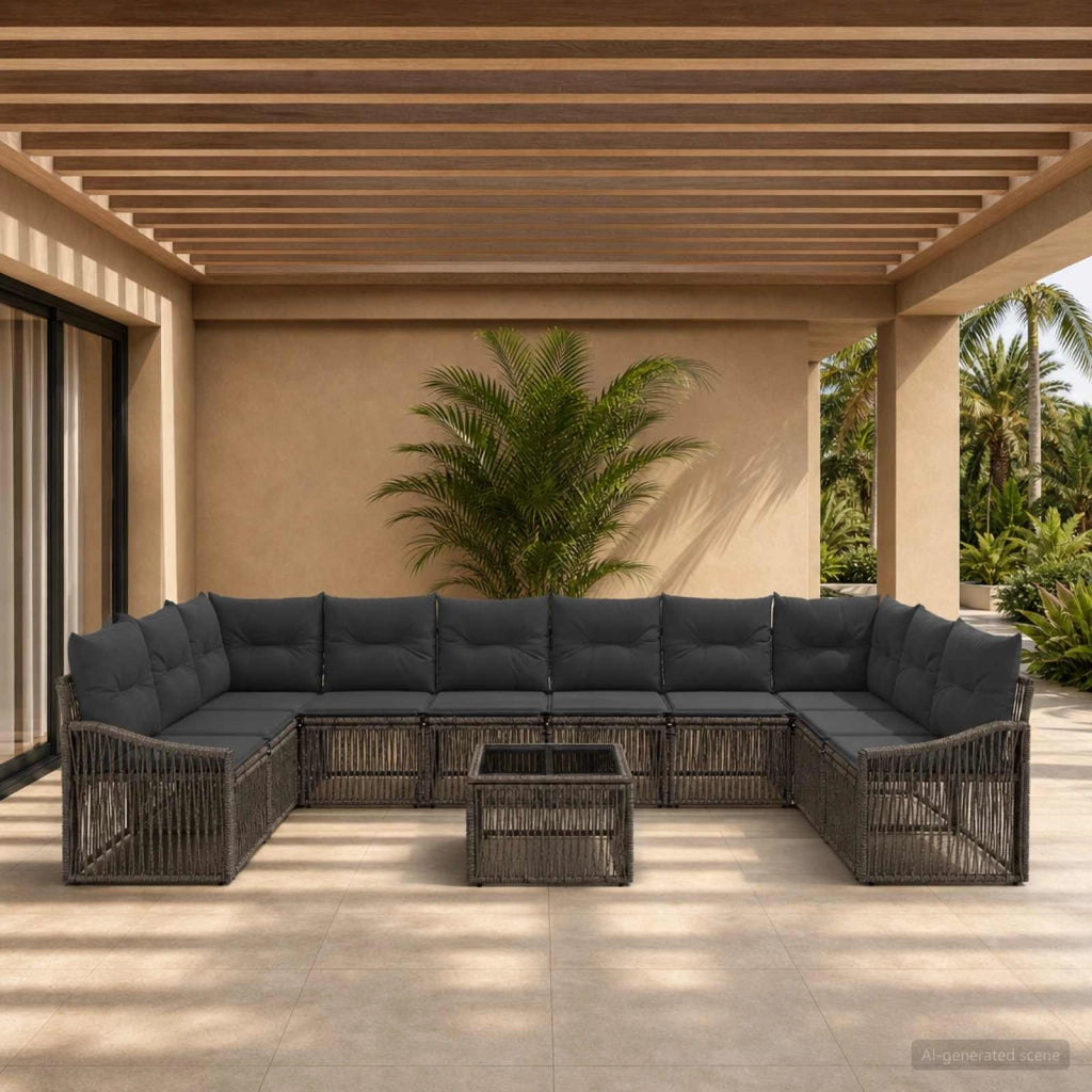 Set Divano da Giardino 11 pz Grigio polyrattan 3436118