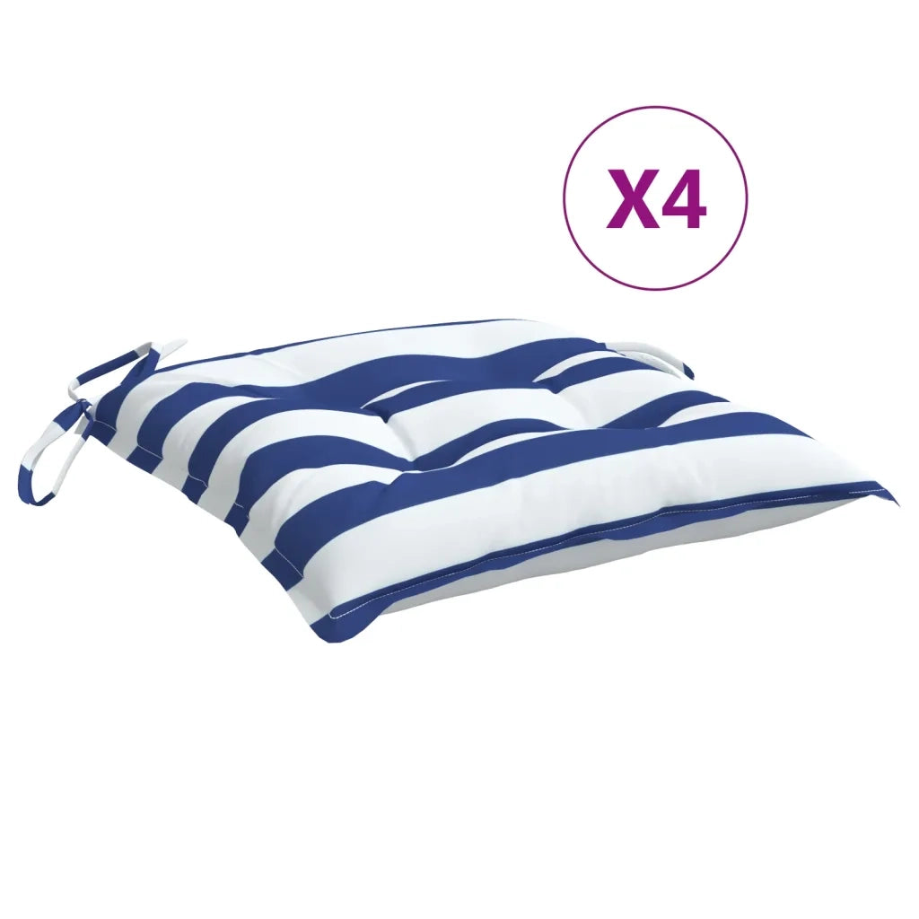 Cuscini per Sedia 4 pz | Cuscini per sedie Bianco e Blu 50x50x7 cm Tessuto Oxford