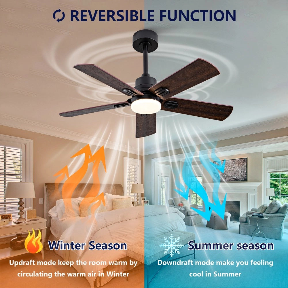 Ventilatore da soffitto con luce e telecomando ¨C Minimal ¨C nero 5 pale dimmerabile per esterno e interno