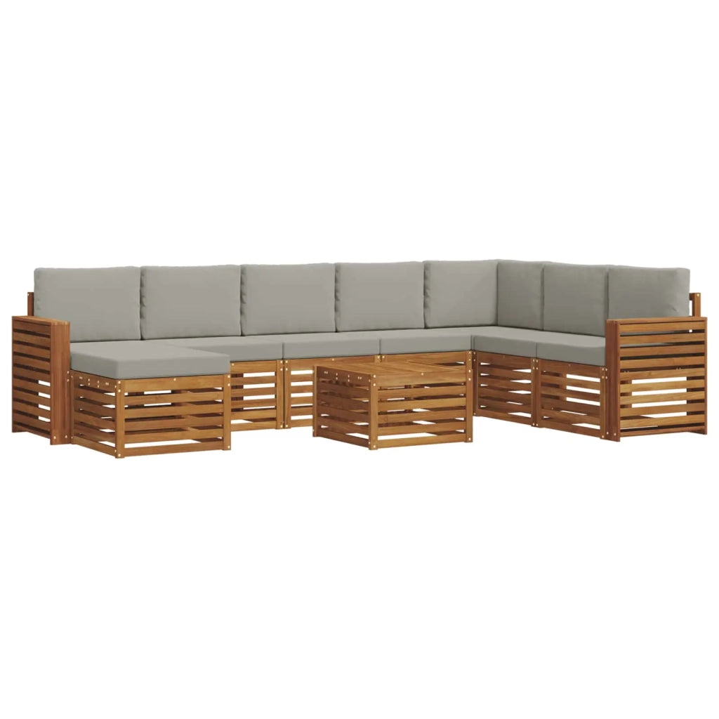 Set di divani da esterno 9 pz Grigio Naturale e Chiaro 3375336