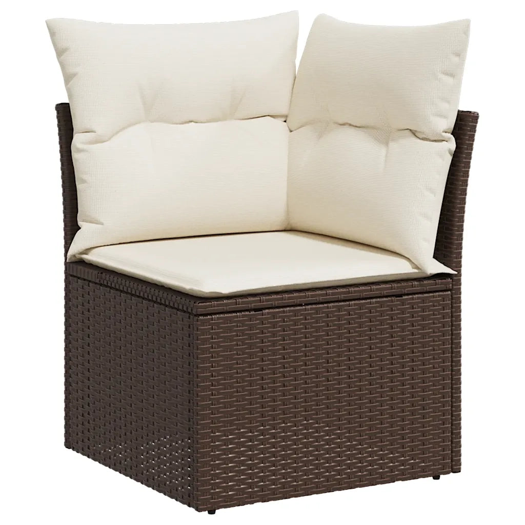Set Divani da Giardino 9pz con Cuscini Marrone in Polyrattan 3326294