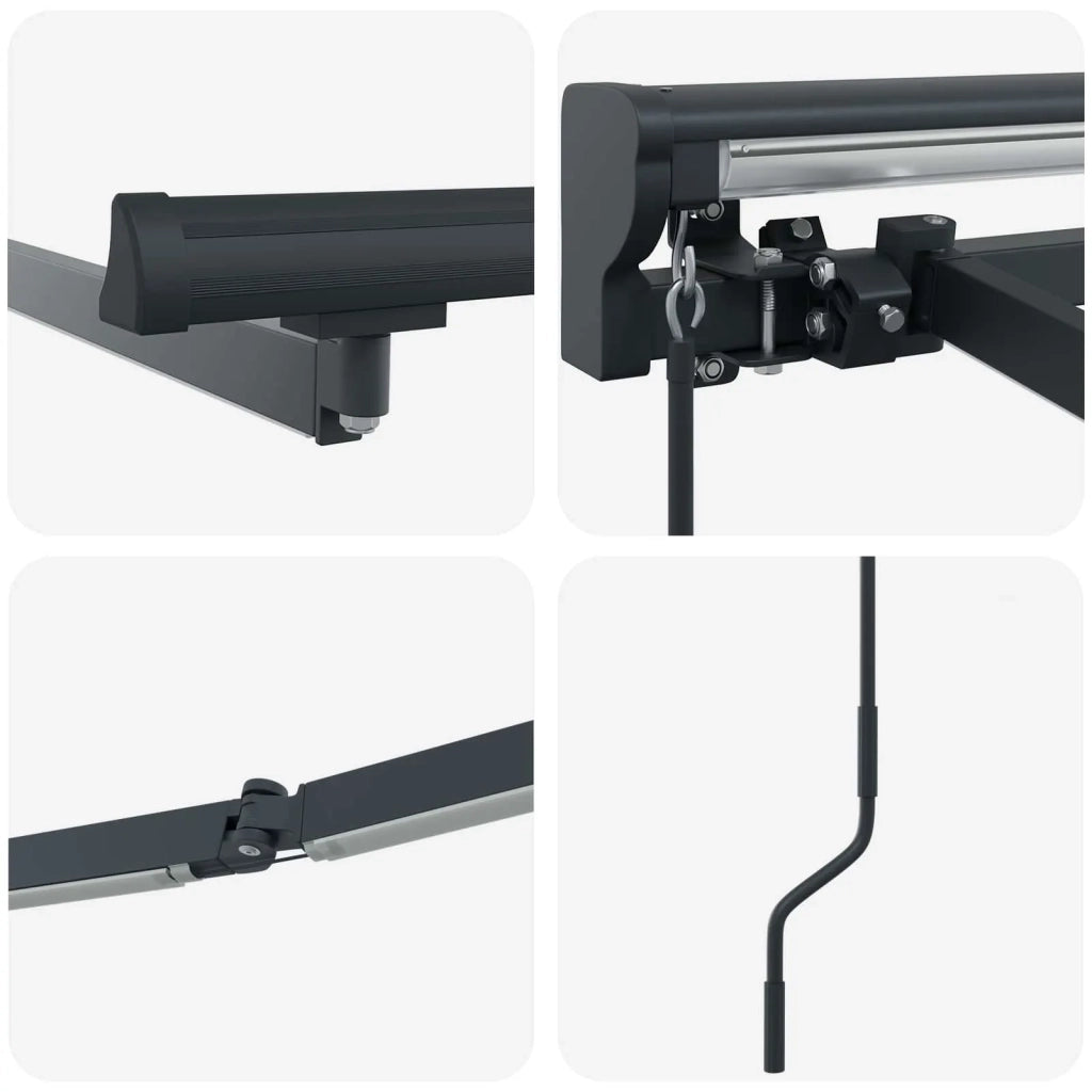 Cornice per Tenda Manuale con LED Antracite 4 × 3,5 m Alluminio 42024813