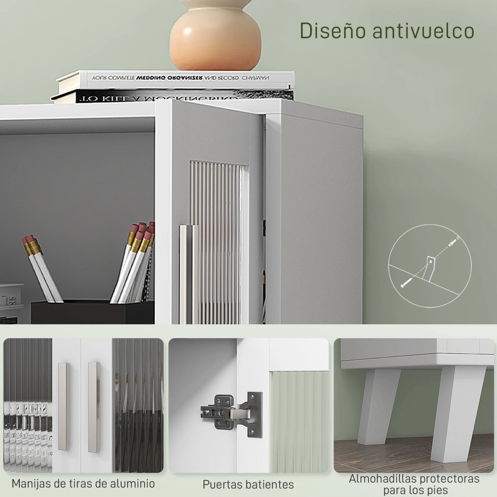 Cassettiera con ante trasparenti e 2 ripiani ¨C Minimal ¨C Bianco 61x35x75 cm