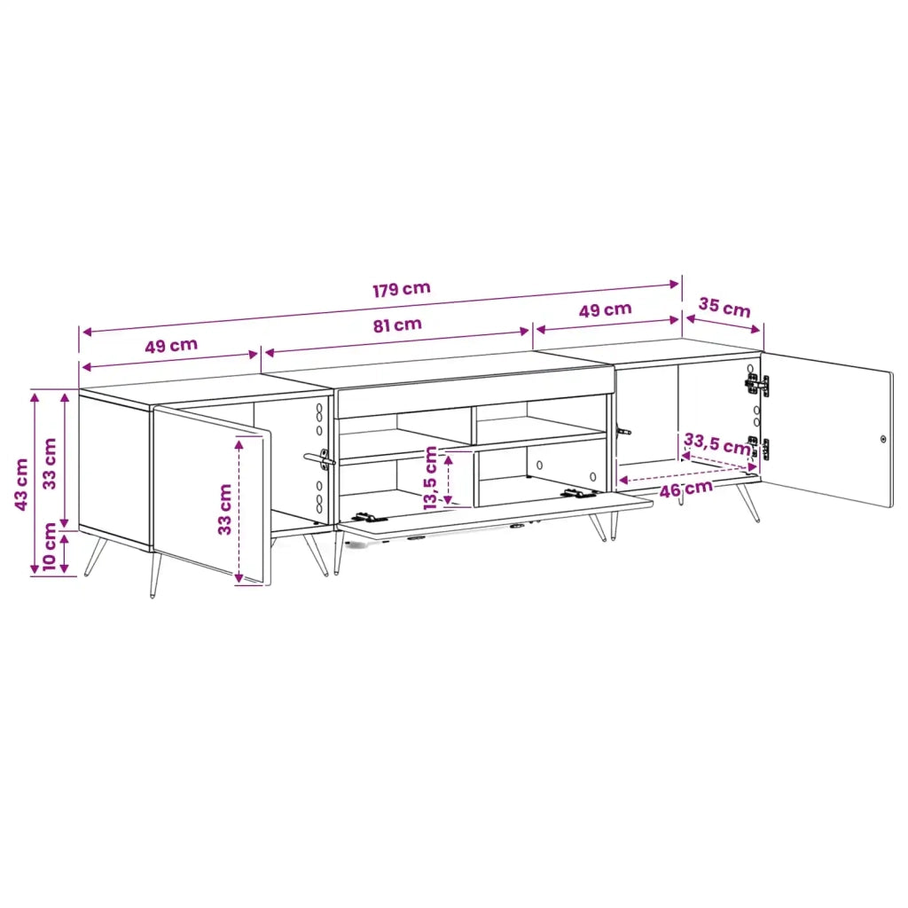 Mobile TV LED BREDA 3 pz Nero Legno ingegnerizzato 3416919