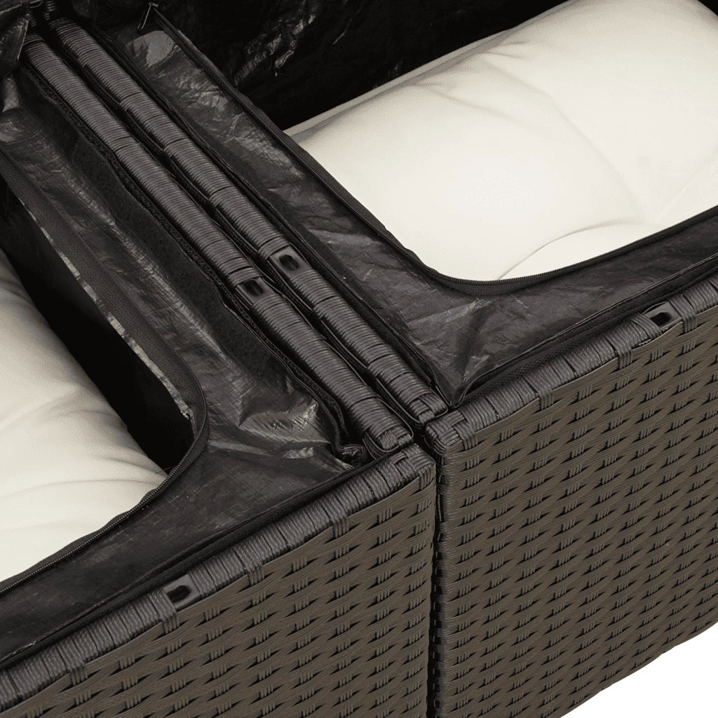 Set Divani da Giardino 5 pz con Cuscini in Polyrattan Nero 3260026
