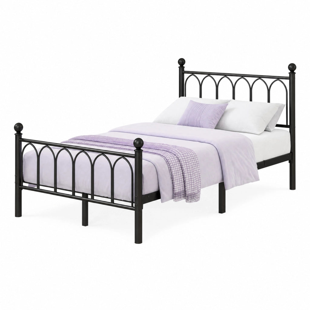 Letto in metallo 120x200 cm con LED; stazione USB e presa; nero
