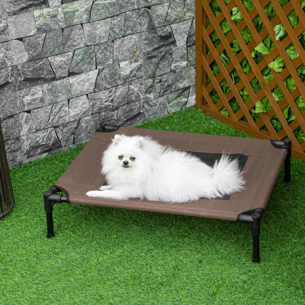 Lettino rialzato per cani in acciaio, 76 x 61 x 18 cm, marrone