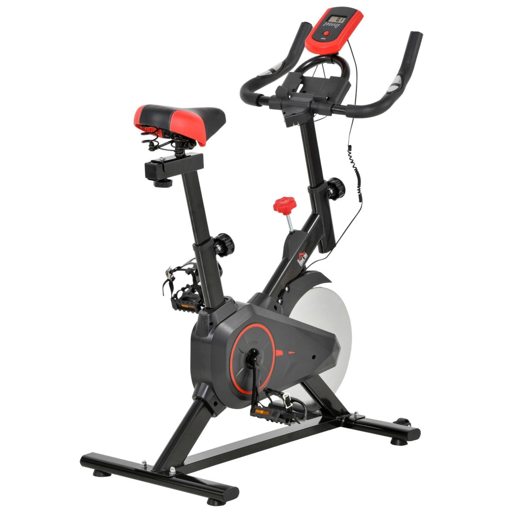 Cyclette da Casa con Resistenza Regolabile,Cyclette Professionale da Camera con Sella e Manubrio Regolabile,Monitor LCD,Sensore Battito Cardiaco Porta Celullare e Volano 6kg,Max.100kg