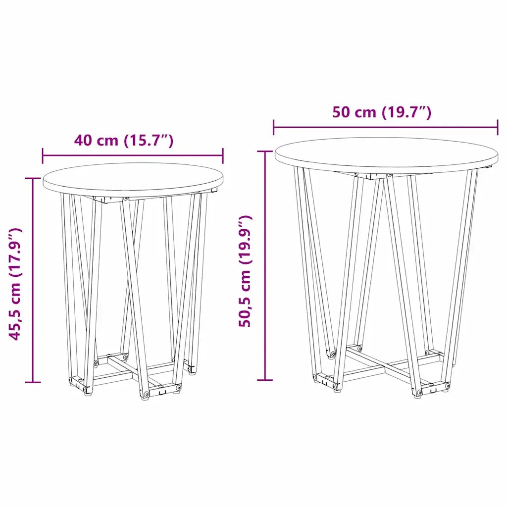 Set tavolini 2 pz | Tavolo laterale Grigio Sonoma e Nero