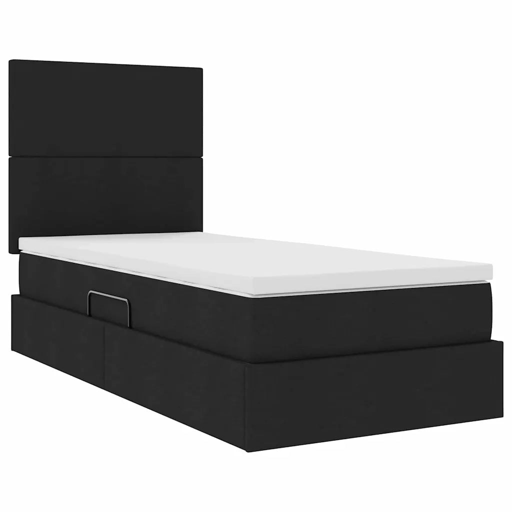 Letto con contenitore e LED Nero 100 x 200 cm Poliestere