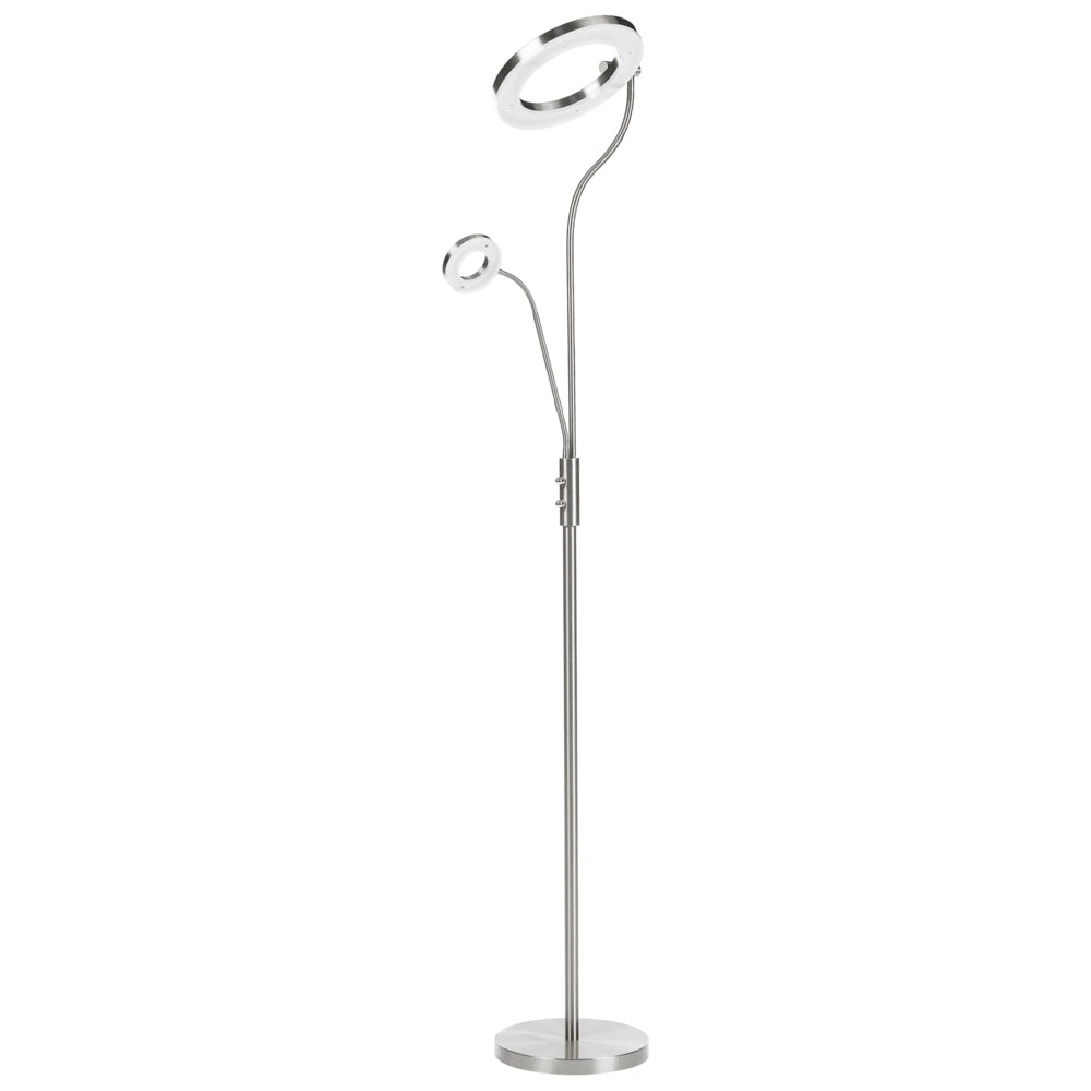Lampada da terra a LED argento con base in metallo e controllo dimmer stile moderno illuminazione da ufficio