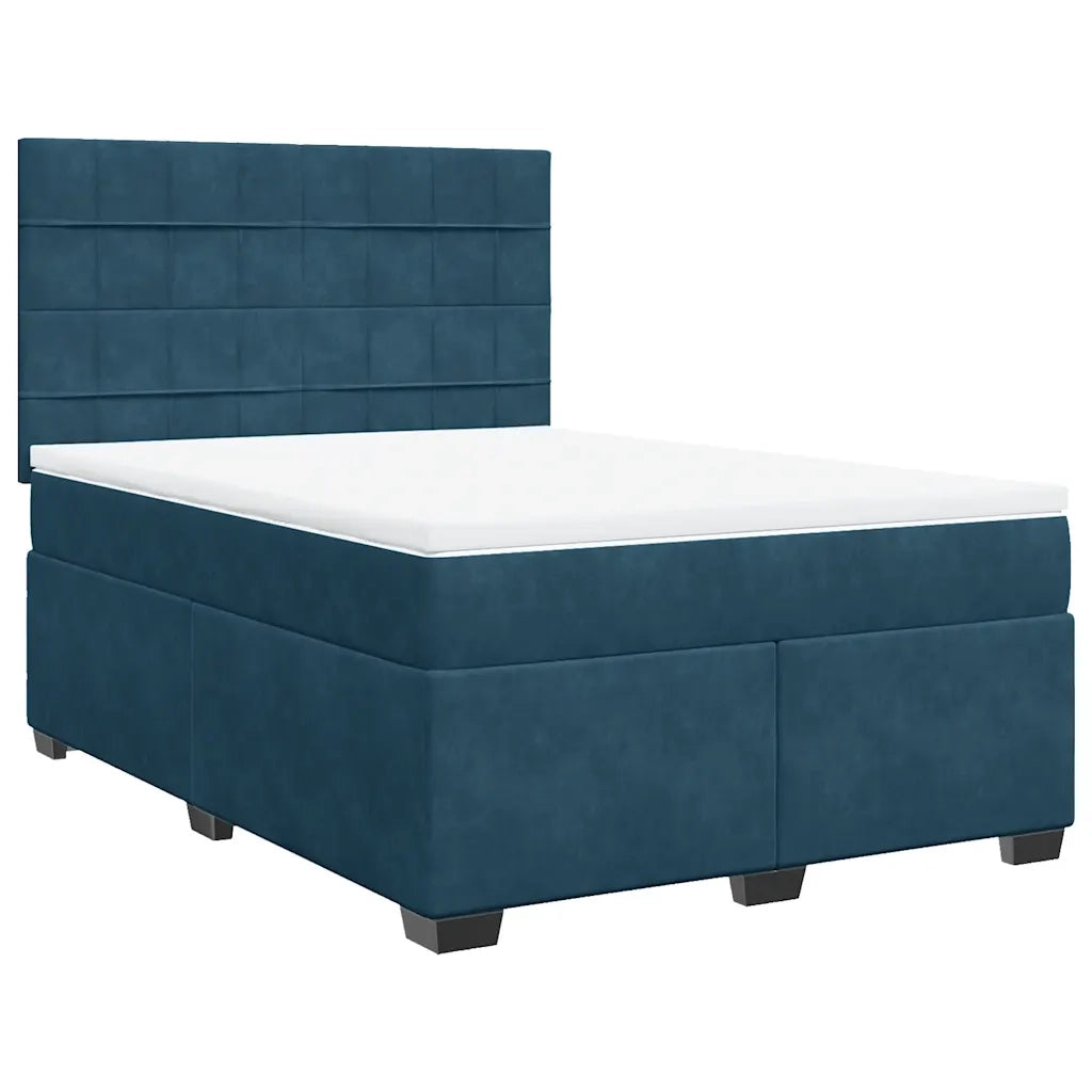 Giroletto a Molle con Materasso Blu 140x200 cm in Velluto 3293234