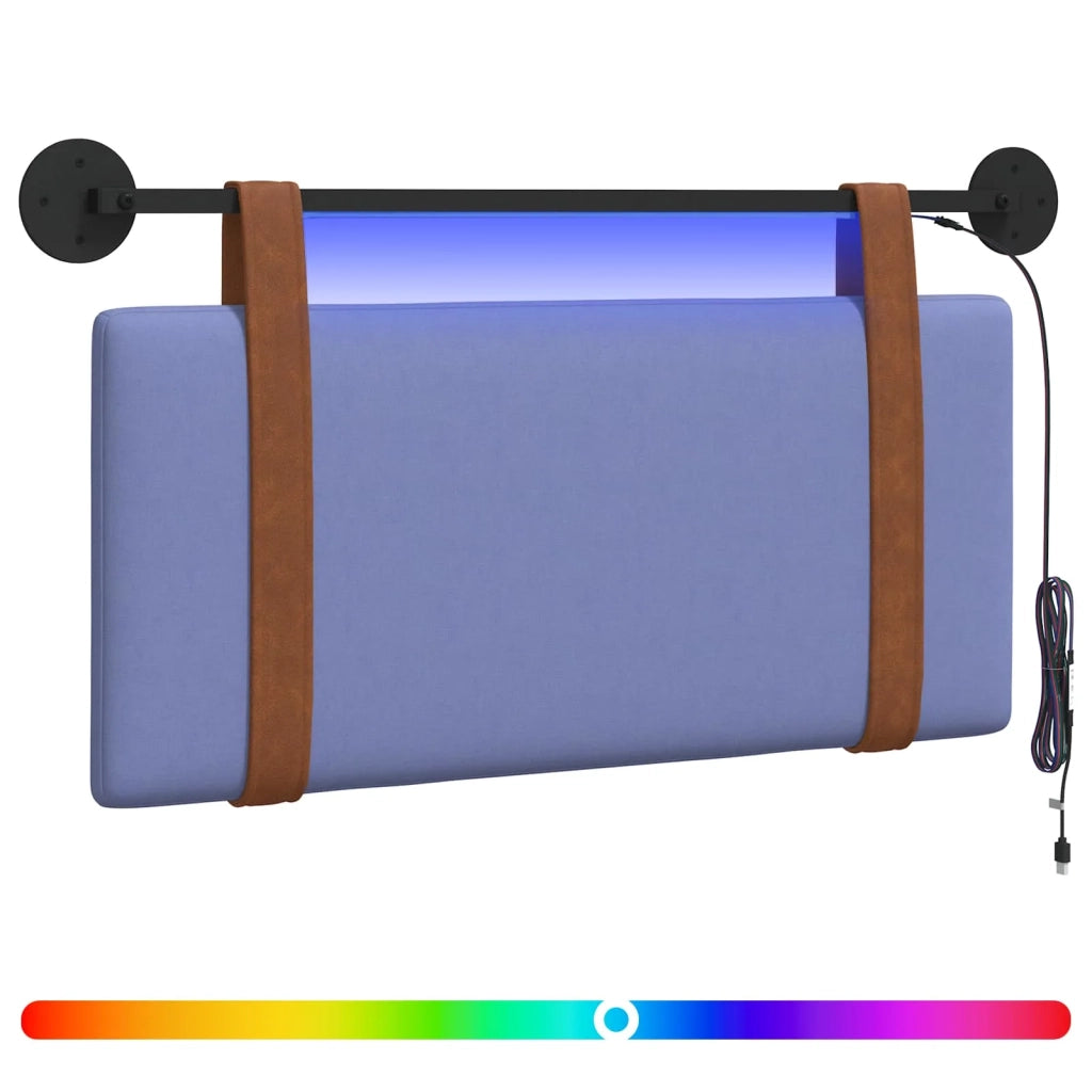 Testiera | Testata sospesa Con luce LED Blu jeans PU Antico