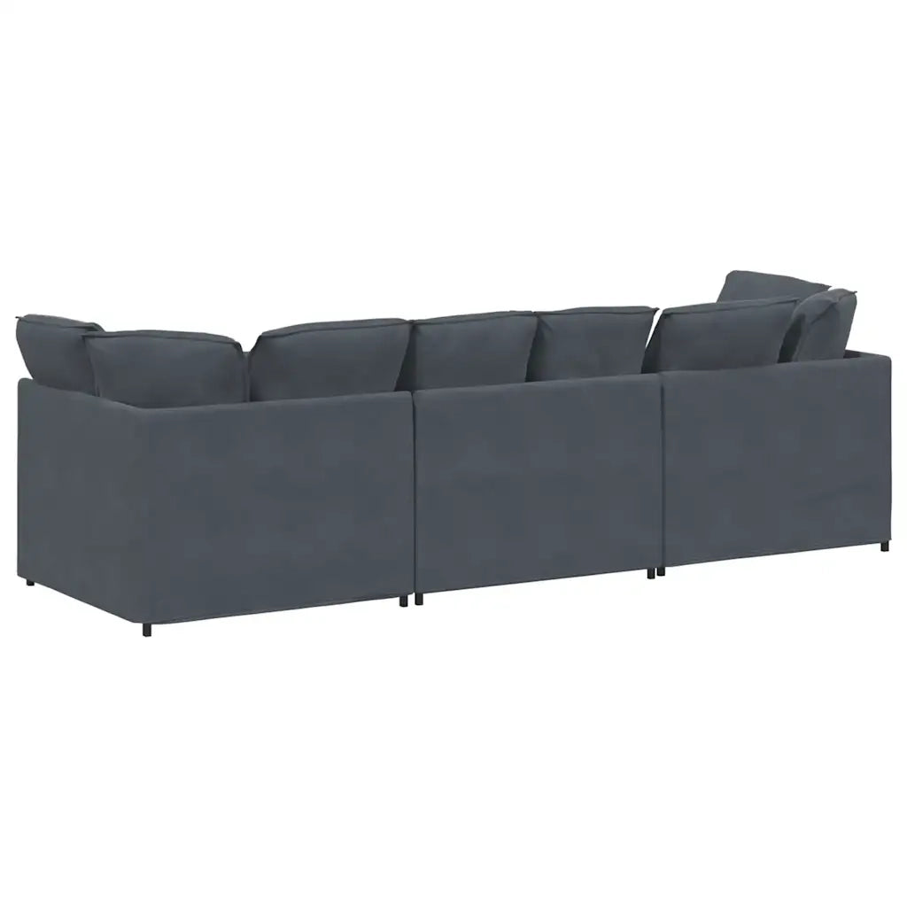 Divano Modulare con Cuscini in Velluto Grigio Scuro 3321280