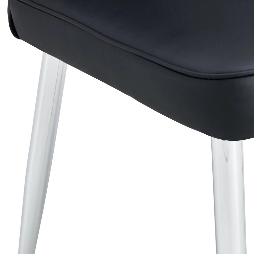 Set di 2 sedie da pranzo con schienale ergonomico; metallo e PU; nero e argento