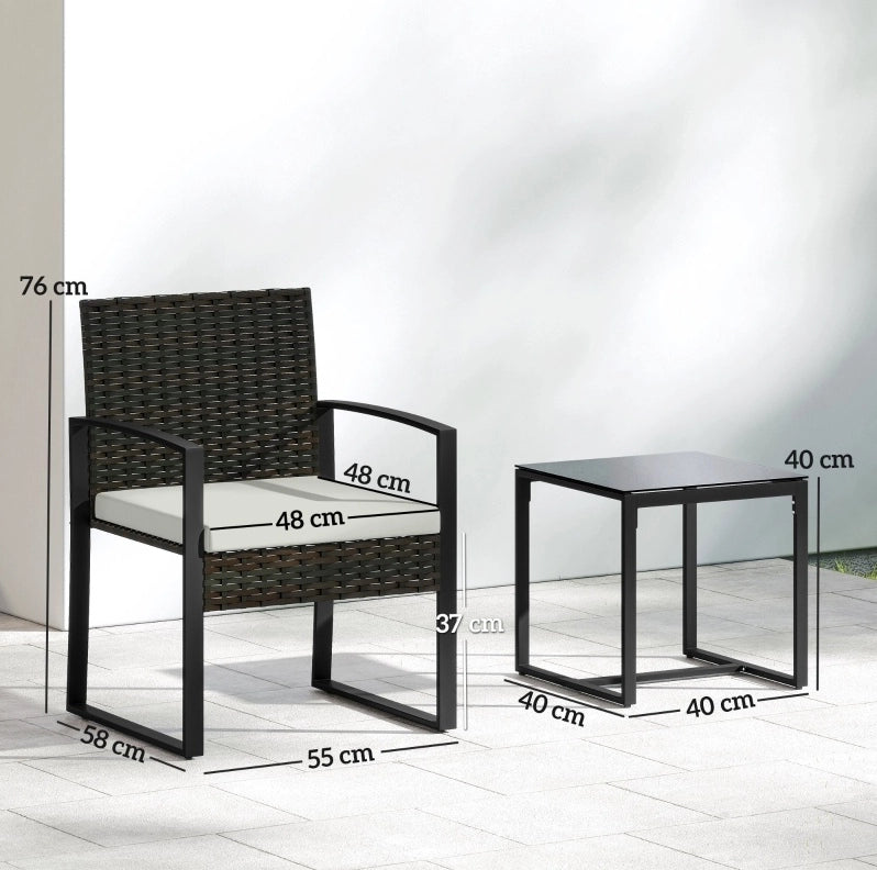 Set da esterno in rattan sintetico con 2 poltrone e tavolino