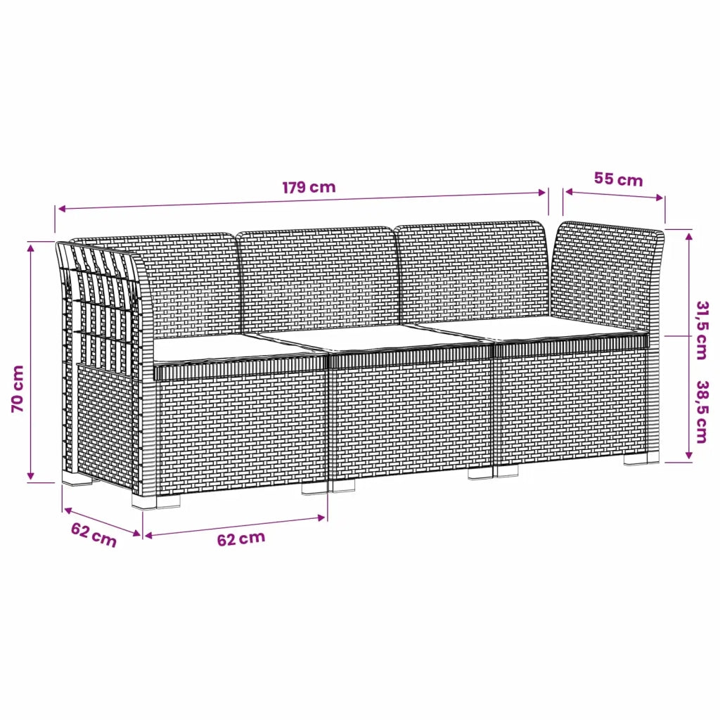 Divano da giardino 3 posti con cuscini in look rattan PP Bianco 3443827
