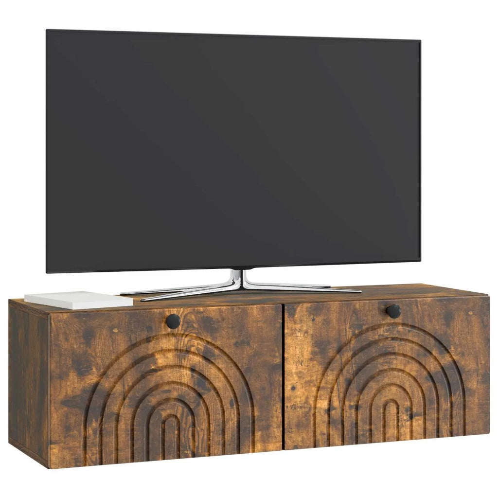 Mobile Porta TV da Muro-Credenza per TV sospesa Rovere Fumo 98 x 31 x 30 cm 630701