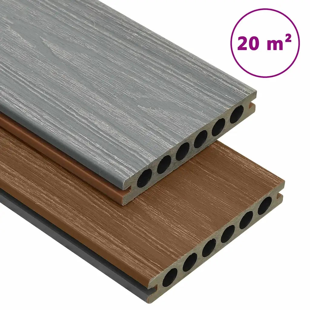 Listoni Decking WPC con Accessori Marroni e Grigi 20m² 2,2 m 3070465