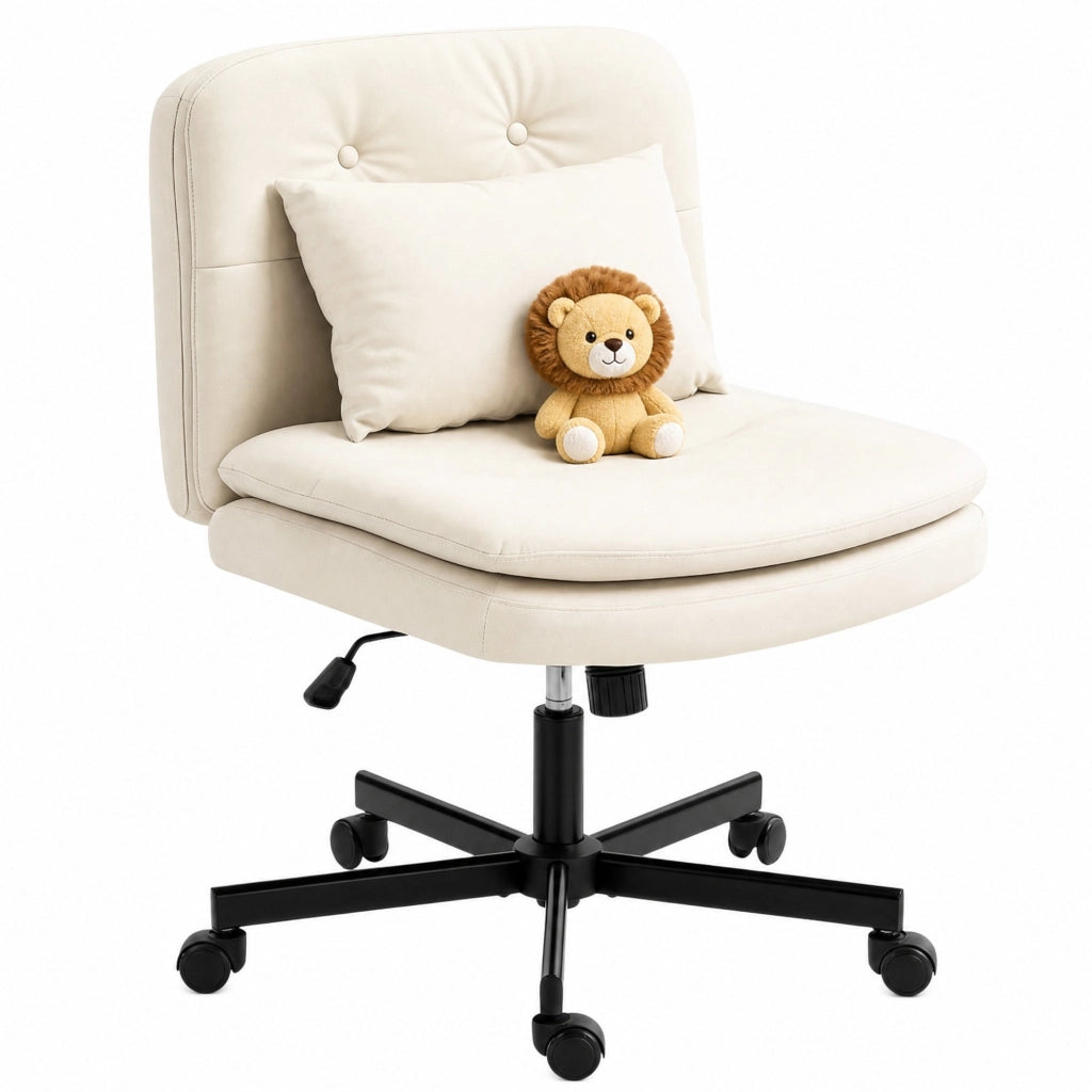 Sedia da ufficio senza braccioli in ecopelle beige