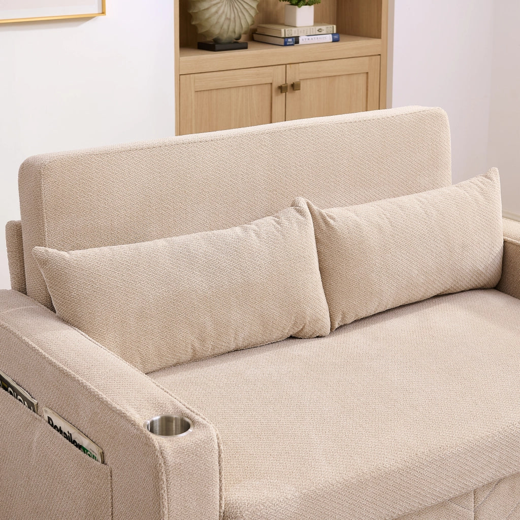 Divano Letto 2 Posti con USB ¨C MINIMAL ¨C Beige, Trasformabile