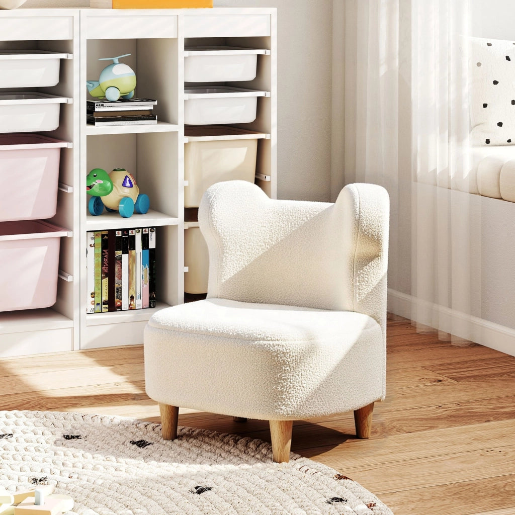Poltrona bambini con orecchie da orso ¨C Xylo ¨C tessuto peluche beige