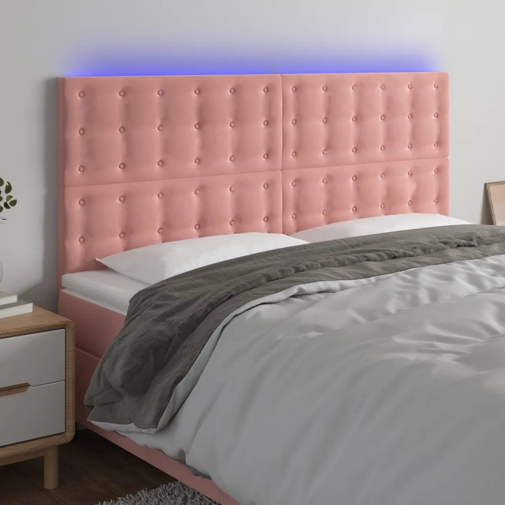 Testiera | Testata a LED rosa 200x5x118/128 cm in Velluto