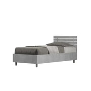 Letto singolo con rete 80x200 testata dritta con doghe cemento Ankel