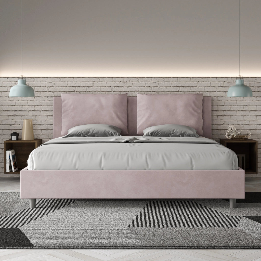 BS COM Letto con rete imbottito 180x210 microfibra glicine