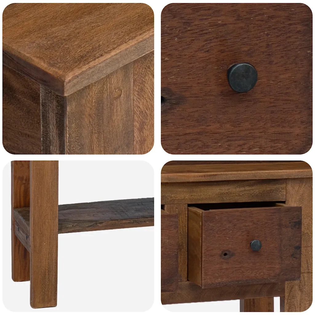 Table console bois de récupération mélangé 80x35x80 cm